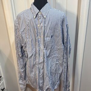Polo Ralph Lauren Men's Blue and White Striped Shirt